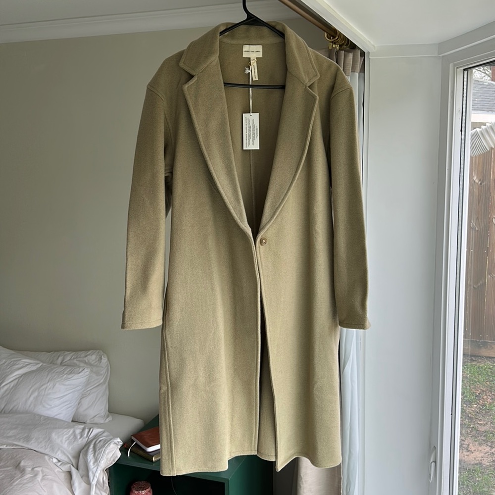 NWT Laude the Label Wool Trench Coat L / XL Women cream tan neutral